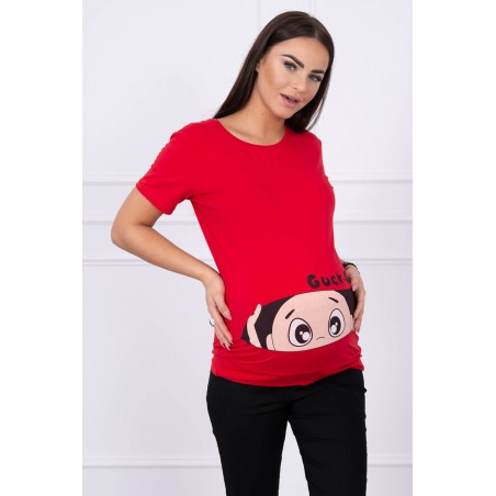 Červené mamičkovské/tehotenské tričko