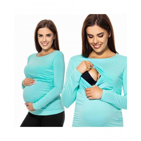 Svetlo zelené tehotenské/dojčiace tričko s dlhým rukávom