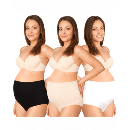 Bambusové tehotenské nohavičky 3‑pack – čierna, biela, béžová