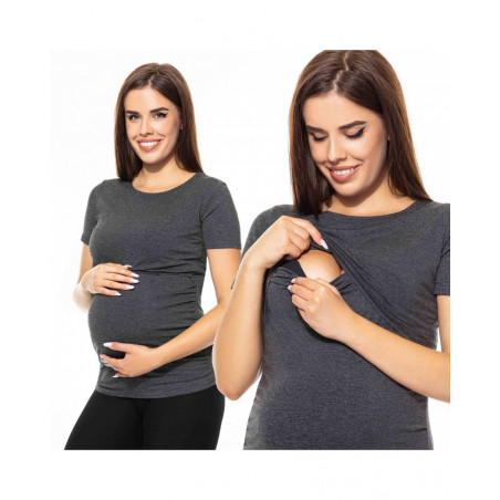 Sivé tehotenské/dojčiace tričko s krátkym rukávom