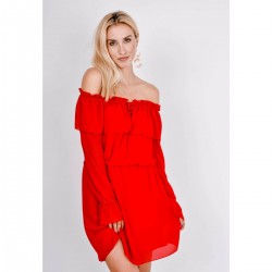 Červené šaty s volánikom