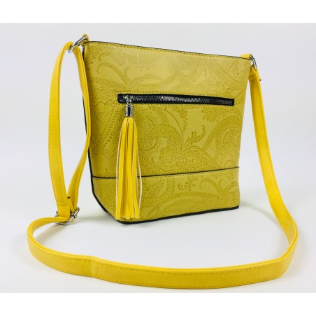 Žltá vzorovaná kabelka so strapcom
