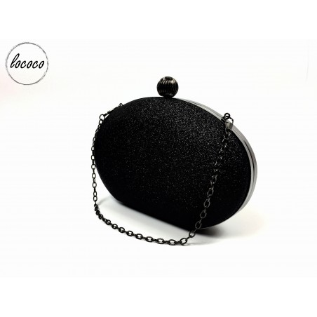 Luxusná čierna trblietavá spoločenská kabelka